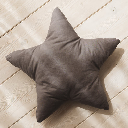 Cuscino a forma di stella in cotone grigio scuro